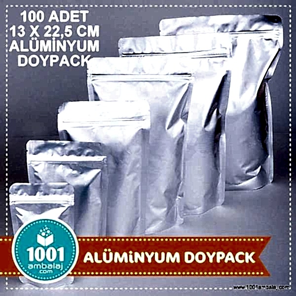 13X22,5 Cm Alüminyum 100 Adet Kilitli Doypack Torba 250 Gr /03/