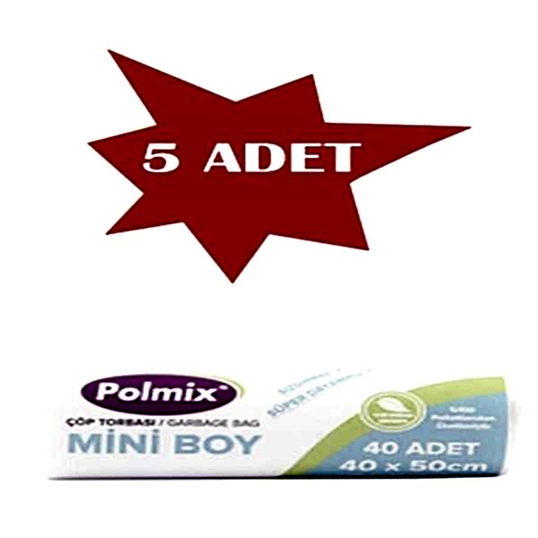 Çöp Torbası Polmix Mini 70 Gram 40X50 Çift Kat Şeffaf 5 Paket