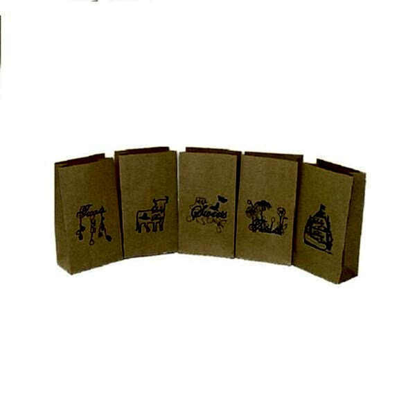 İki Taraf İki Renk Baskılı 25X14X34 Cm Kese Kağıdı Fast Food Menu Servis Paket Torbası Kraft Renk