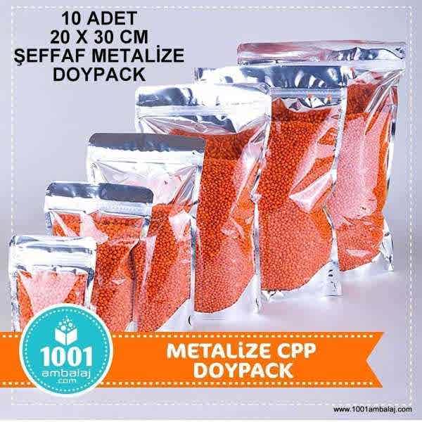 20X30 Cm Ön Şeffaf Arka Metalize * 10 Adet * Kilitli Doypack Torba 1000 Gr /60/