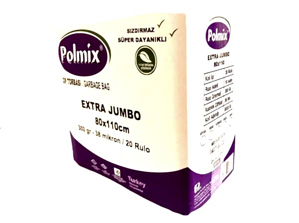 Çöp Torbası Polmix Jumbo Extra 80X110 Mavi 1 Koli 20 Paket