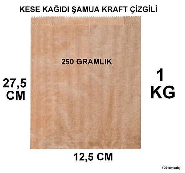 Kese Kağıdı Çizgili Şamua Kraft 250 Gramlık 12,5X27,5 Cm 1 Kilo