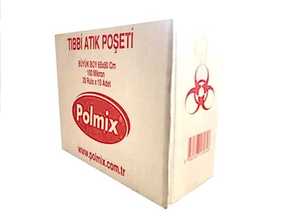 Çöp Torbası Polmix Tibbi Atik 65X80 Çift Kat Kırmızı 1 Koli