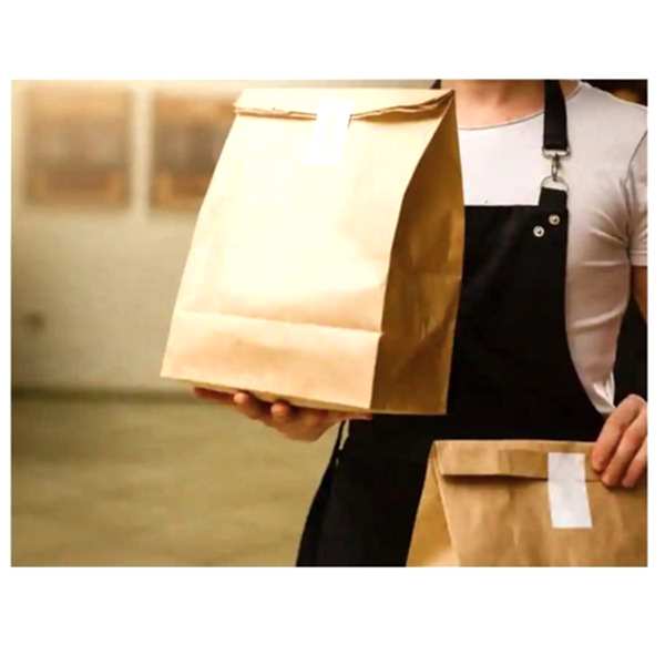 İki Taraf İki Renk Baskılı 12,5X8X25 Cm Kese Kağıdı Fast Food Menu Servis Paket Torbası Kraft Renk