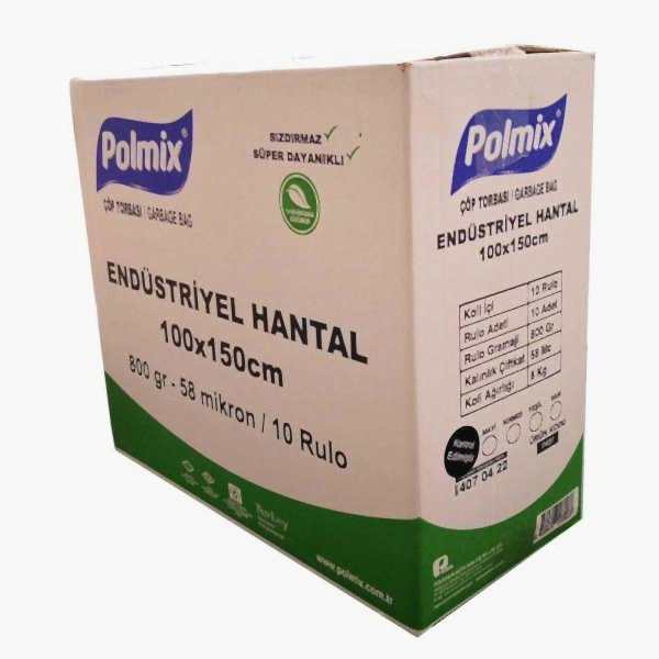 Çöp Torbası Polmix Endüstiriyel 800 Gram 100X150 Siyah 1 Koli