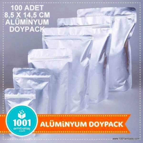 8,5X14,5 Cm Alüminyum 100 Adet Kilitli Doypack Torba 50 Gr /01/