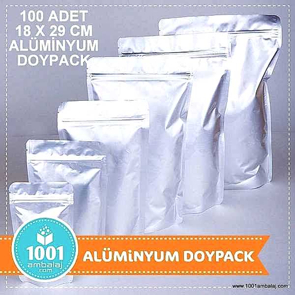18X29 Cm Alüminyum 100 Adet Kilitli Doypack Torba 750 Gr /05/