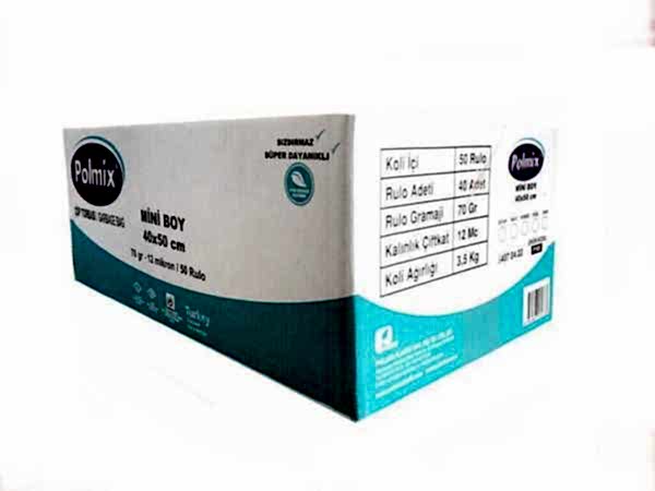 Çöp Torbası Polmix Mini 40X50 Çift Kat Şeffaf 1 Koli 50 Paket