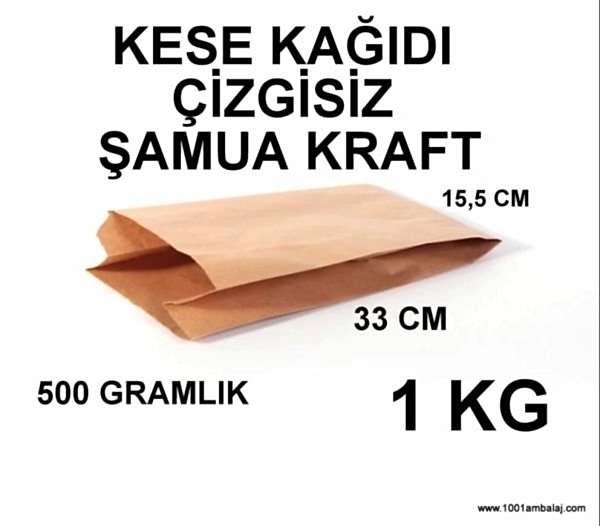 Kese Kağıdı Çizgisiz Şamua Kraft 500 Gr 15,5X33 Cm 1 Kilo