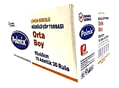 Çöp Torbası Polmix Büzgülü Orta 55X60 Limon Kokulu 30 Paket
