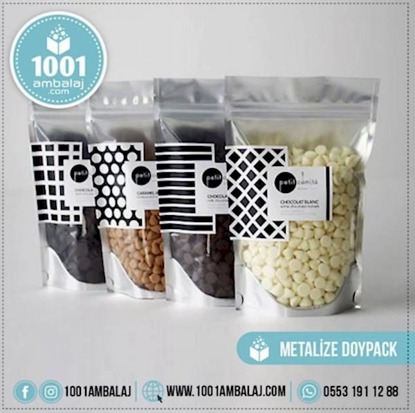 13X22,5 Cm 1 Baskılı Ön Şeffaf Arka Metalize Renkli Tek Taraf Tek Renk Doypack Torba 250 Gr /55/