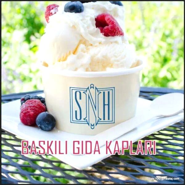 Dijital Baskılı 300 Cc Karton Dondurma kabı Beyaz