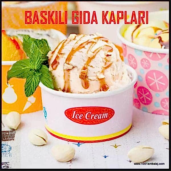 Dijital Baskılı 200 Cc Karton Dondurma kabı Beyaz