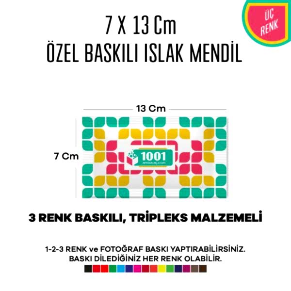7X13 Cm 1-2-3 Renk Ve Fotoğraf Baskılı İslak Mendil Beyaz (Tripleks Malzeme)
