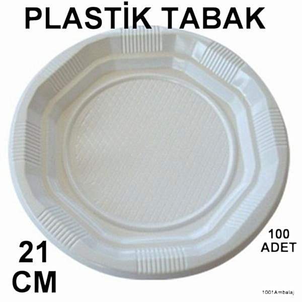 Plastik Lüks Beyaz Tabak 21 Cm 100 Lü Paket