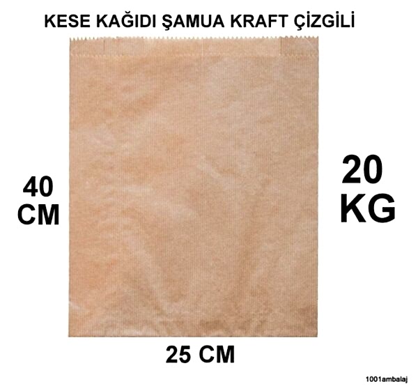 Kese Kağıdı Çizgili Şamua Kraft 25X40 Cm 1 Koli 20 Kilo