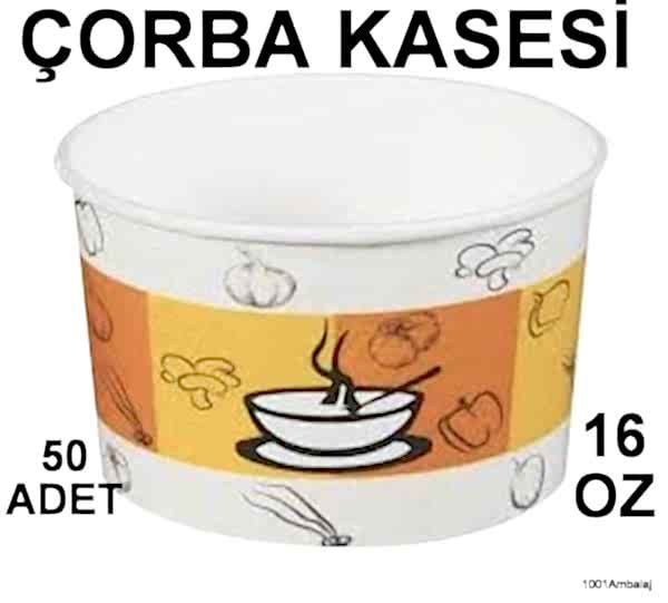 Çorba Kasesi 16 Oz Karton kapaklı 50 Adet