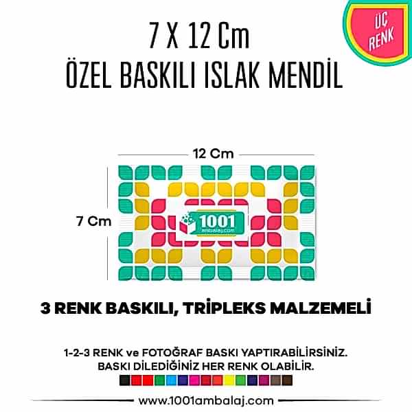 7X12 Cm 1-2-3 Renk Ve Fotoğraf Baskılı İslak Mendil Beyaz (Tripleks Malzeme)