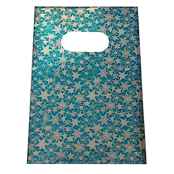 Hediyelik Mini Poşet 10X15 Cm Metalik Yildiz Desenli 50 Adet