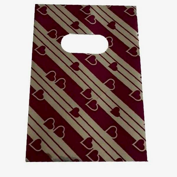 Hediyelik Mini Poşet 10X15 Cm Metalik Çizgili Kalplii 50 Adet