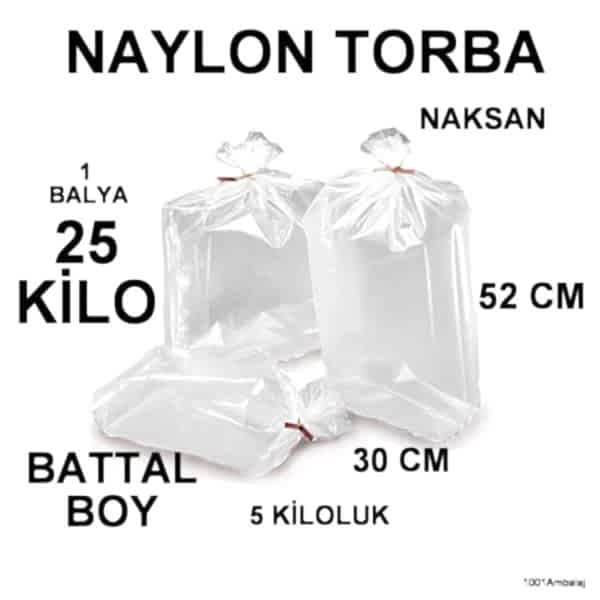 Naylon Torba 30X52 Cm (5 Kiloluk) Bakkaliye Torbası 25 Kilo 1 Balya Naksan