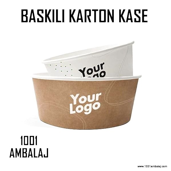 Dijital Baskılı 750 Cc Karton Salata kabı Kraft