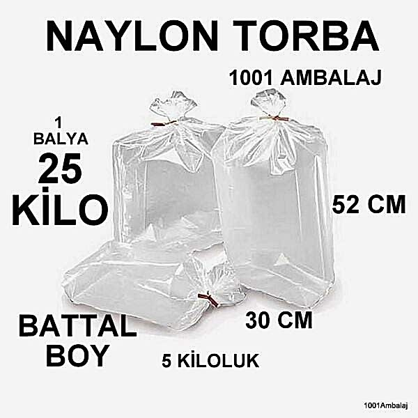 Naylon Torba 30X52 Cm (5 Kiloluk) Bakkaliye Torbası 25 Kilo 1 Balya 1001 Ambalaj