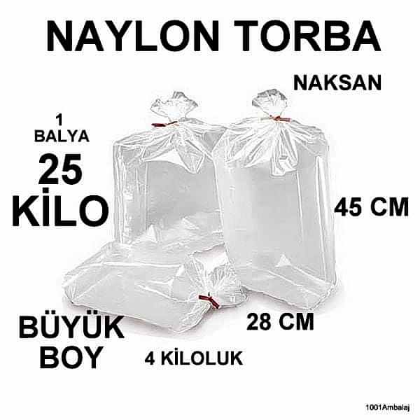 Naylon Torba 28X45 Cm (4 Kiloluk) Bakkaliye Torbası 25 Kilo 1 Balya Naksan