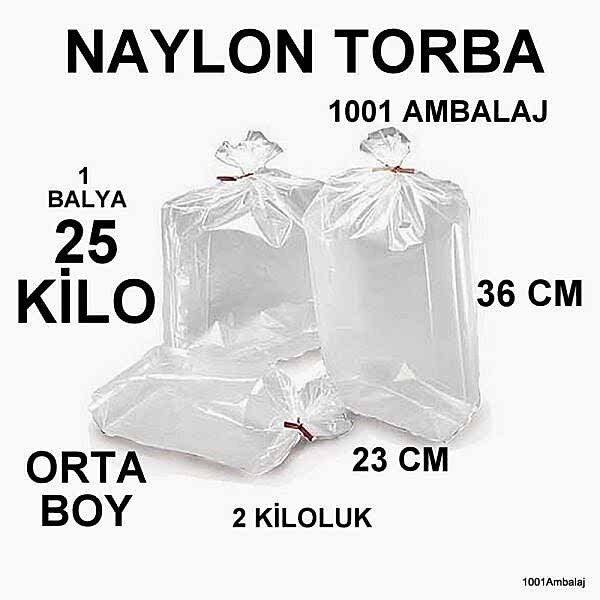 Naylon Torba 23X36 Cm (2 Kiloluk) Bakkaliye Torbası 25 Kilo 1 Balya 1001 Ambalaj