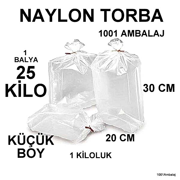Naylon Torba 20X30 Cm (1 Kiloluk) Bakkaliye Torbası 25 Kilo 1 Balya 1001 Ambalaj