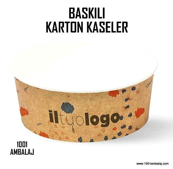 Dijital Baskılı 750 Cc Karton Salata kabı Beyaz