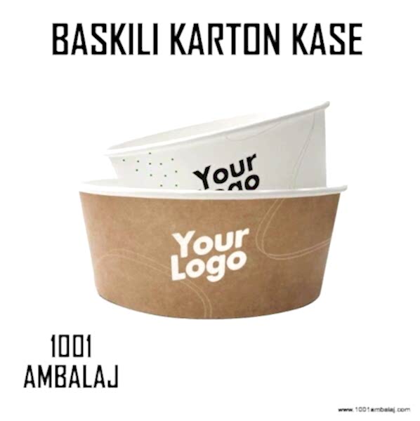 Dijital Baskılı 750 Cc Karton Salata kabı Beyaz