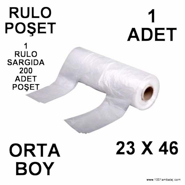 Rulo Poşet Orta Boy 23X46 Cm 1 Rulo Sargıda 200 Adet Poşet