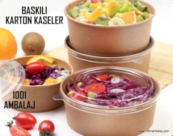Dijital Baskılı 550 Cc Karton Salata kabı Kraft