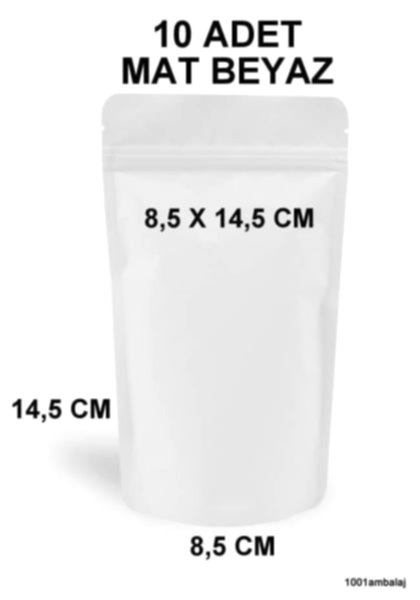 8,5X14,5 Cm Mat Beyaz Renkli ** 10 Adet ** Kilitli Doypack Torba 50 Gr /15/