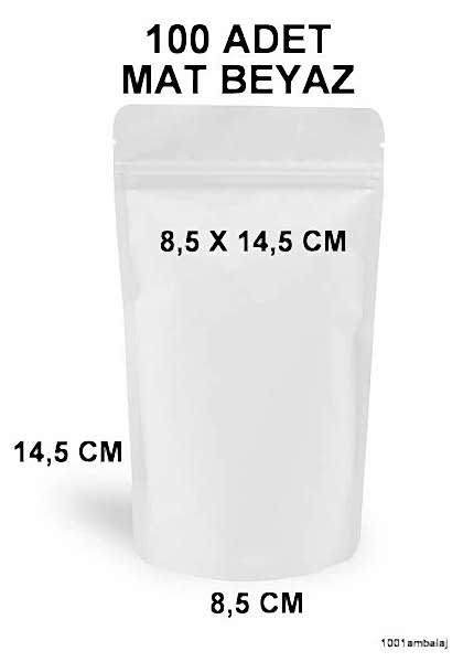 8,5X14,5 Cm Mat Beyaz Renkli (100 Adet) Kilitli Doypack Torba 50 Gr /15/