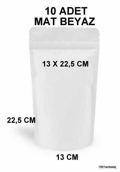 13X22,5 Cm Mat Beyaz Renkli ** 10 Adet ** Kilitli Doypack Torba 250 Gr /17/