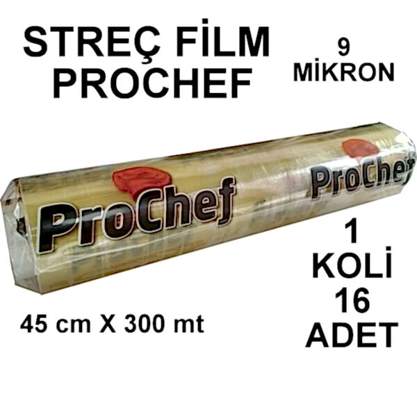 Streç Film Açik 45 Cm X 300 Mt Prochef 9 Mikron 16 Adet 1 Koli