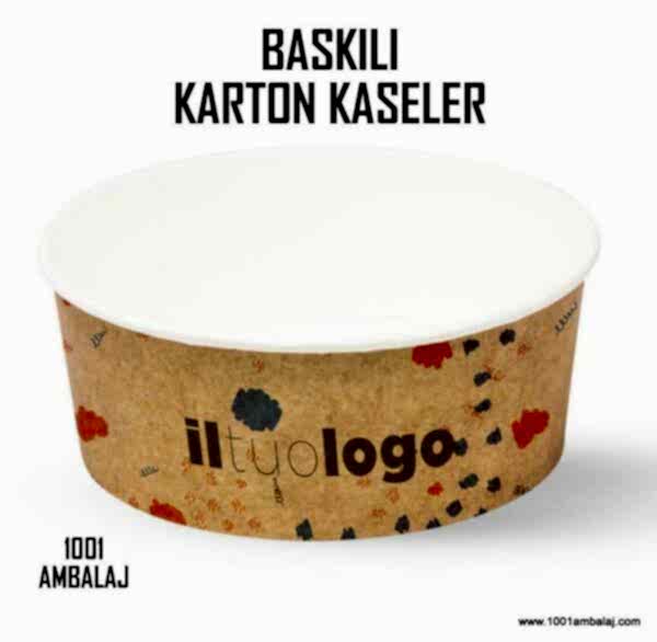 Dijital Baskılı 550 Cc Karton Salata kabı Beyaz