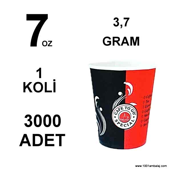 7 Oz Karton Bardak 3,7 Gram 1 Koli (3000 Adet) Tek Kat Duvarlı Desenli Sıcak Soğuk
