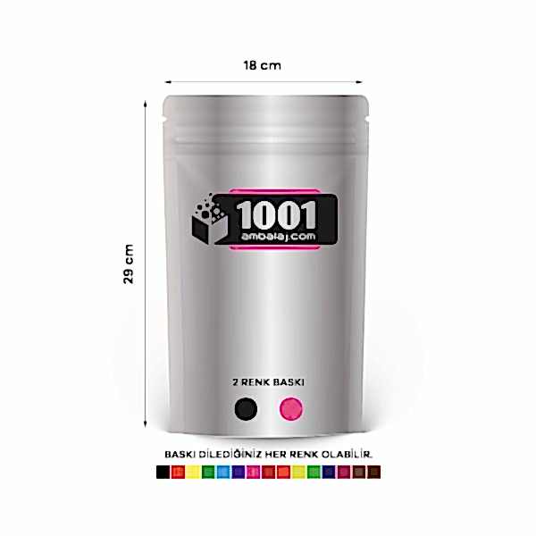 16X27 Cm 2 Baskılı Alüminyum Renkli Tek Taraf İki Renk Doypack Torba 500 Gr /04/
