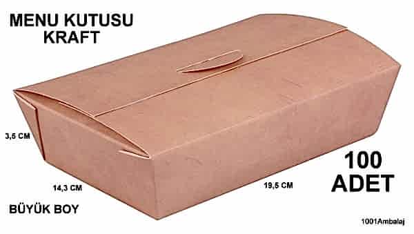 Menu Kutusu Karton Fast Food Menu Kutusu Kraft Büyük Boy 100 Adet