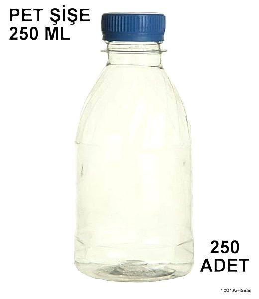 Pet Şişe 250 Ml Plastik Kilitli kapaklı Şeffaf Yuvarlak Tabanli 250 Adet