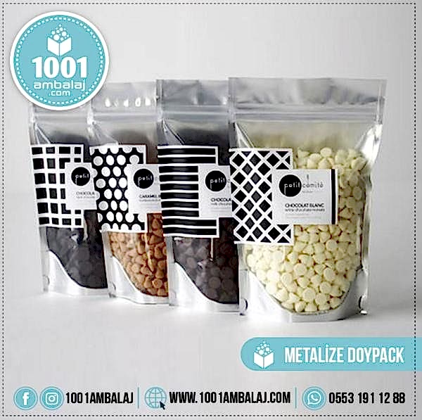 20X30 Cm 3 Baskılı Ön Şeffaf Arka Metalize Renkli Tek Taraf Üç Renk Doypack Torba 1000 Gr /60/