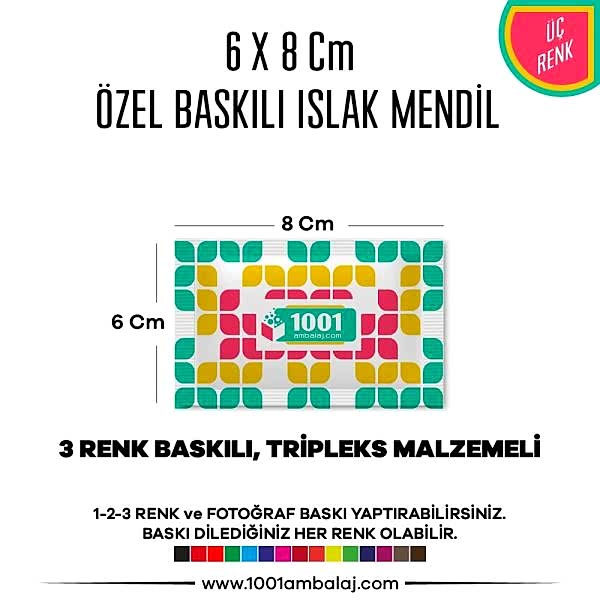 6X8 Cm 1-2-3 Renk Ve Fotoğraf Baskılı İslak Mendil Beyaz (Tripleks Malzeme)