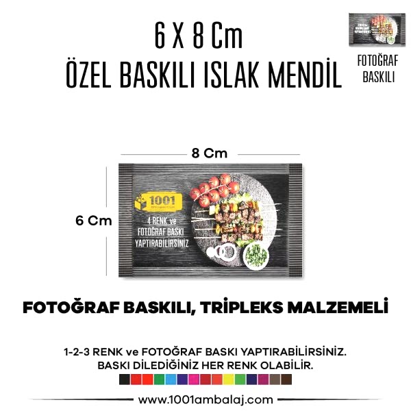6X8 Cm 1-2-3 Renk Ve Fotoğraf Baskılı İslak Mendil Beyaz (Tripleks Malzeme)