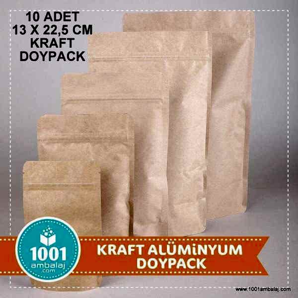 13X22,5 Cm Kraft * 10 Adet * Kilitli Doypack Torba 250 Gr /31/