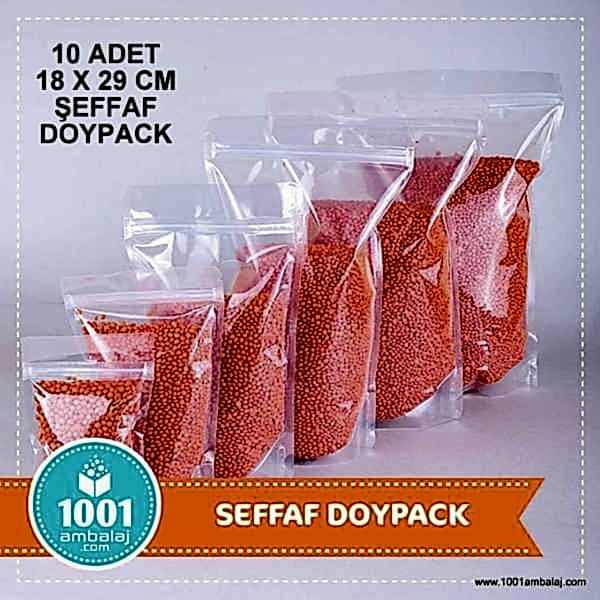 18X29 Cm Şeffaf * 10 Adet * Kilitli Doypack Torba 750 Gr /74/