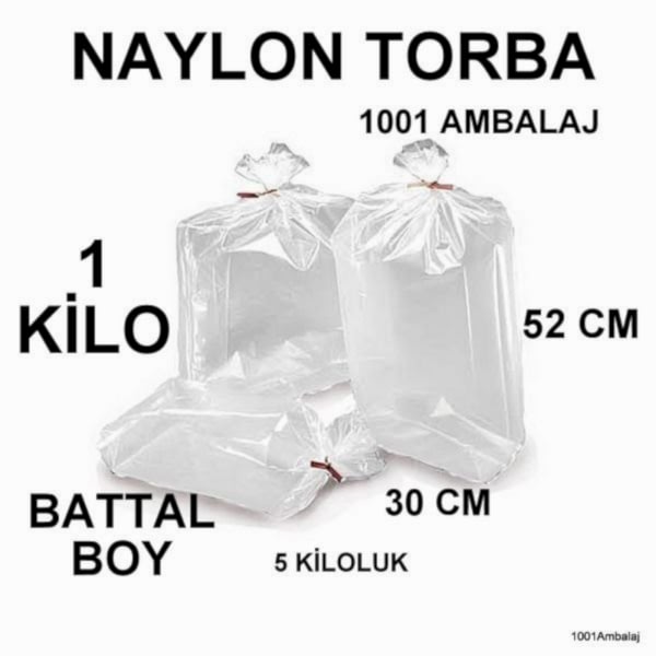 Naylon Torba 30X52 Cm (5 Kiloluk) Bakkaliye Torbası 1 Kilo