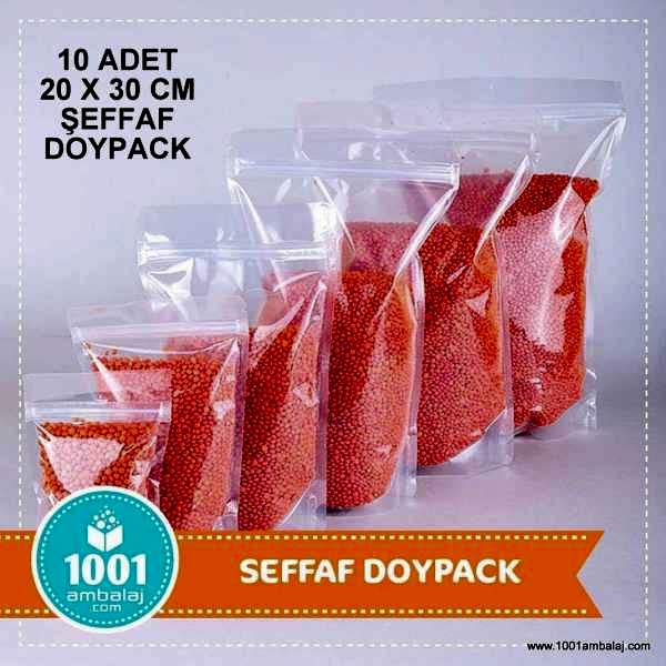 20X30 Cm Şeffaf * 10 Adet * Kilitli Doypack Torba 1000 Gr /75/